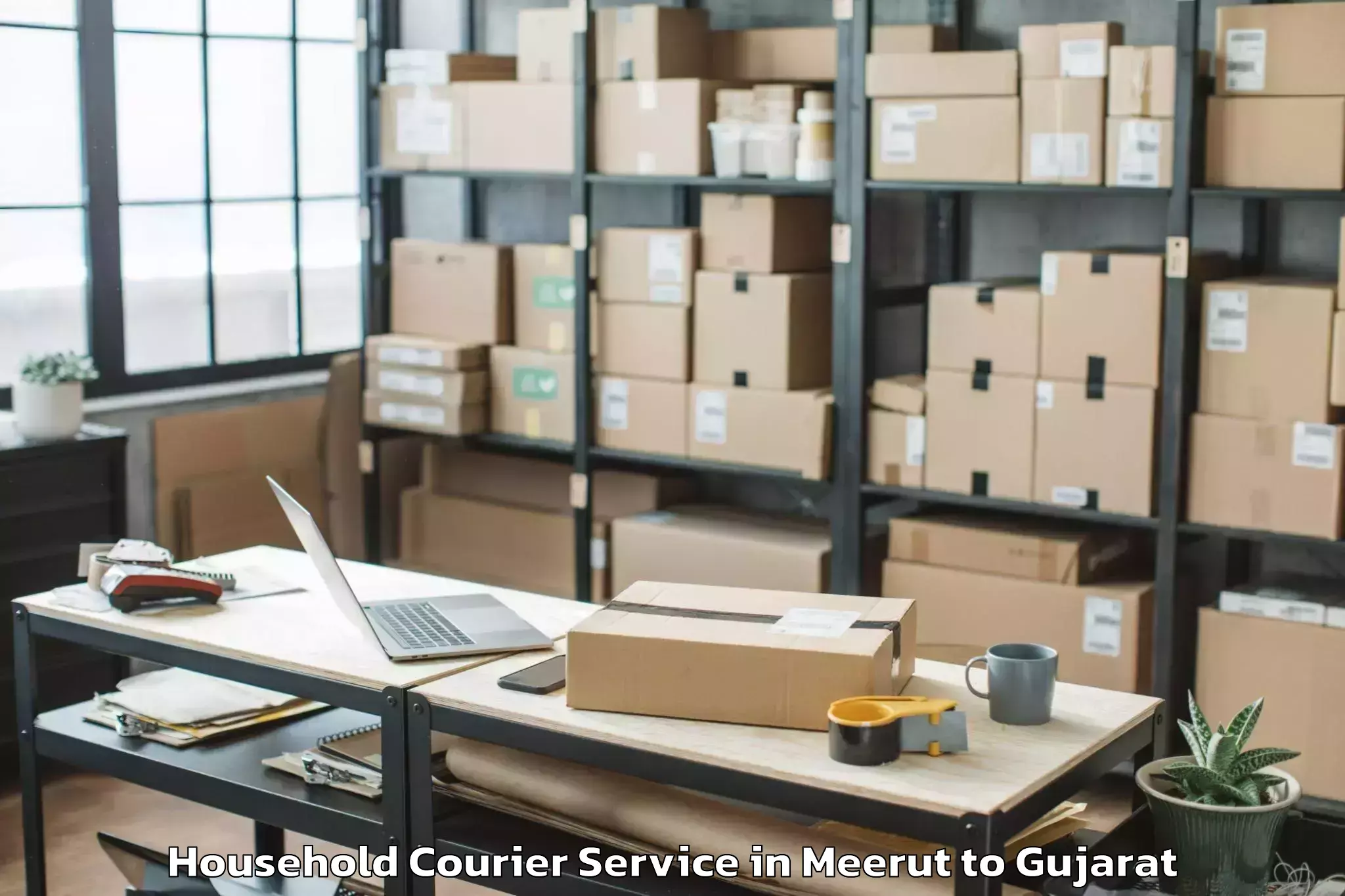 Book Your Meerut to Savli Household Courier Today